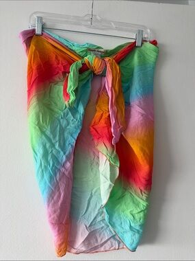 Dippin' Daisy's Rainbow Ombre Sarong Wrap Skirt Beach Cover Up M